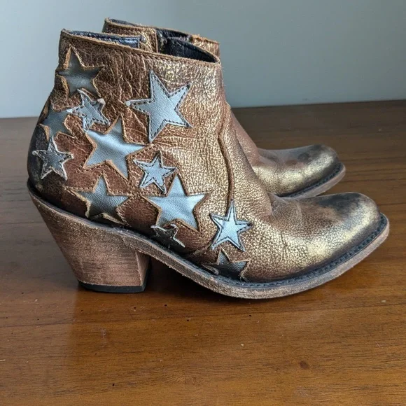 Bronze Star-Embellished Ankle Boots - Picture 4 of 7